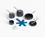 [hidden] Space Folding Handle Non-Stick 5-Piece Blue Cookware Set
