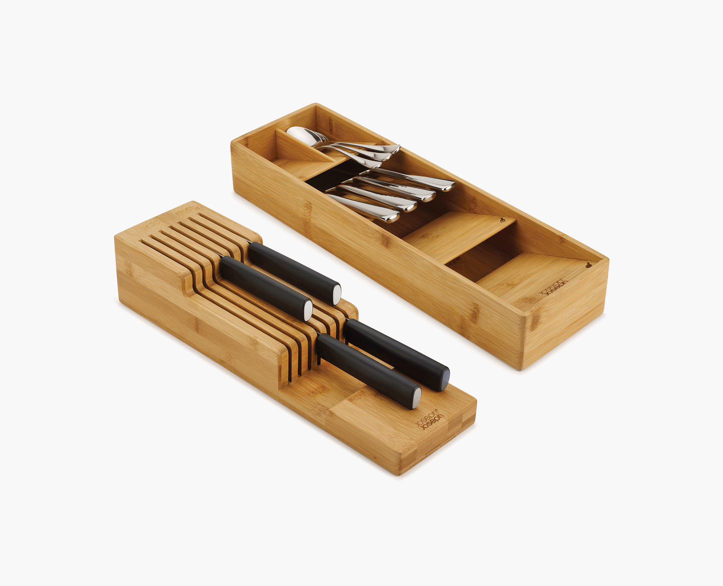 2-piece DrawerStore™ Bamboo Cutlery & Knife Organizer Set