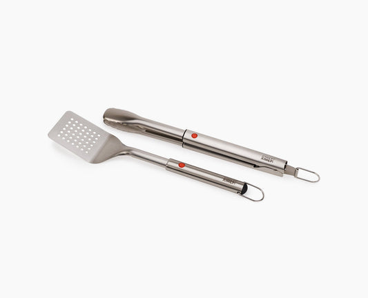 [hidden] GrillOut 2-Piece Stainless-Steel BBQ Turner & Tongs Set