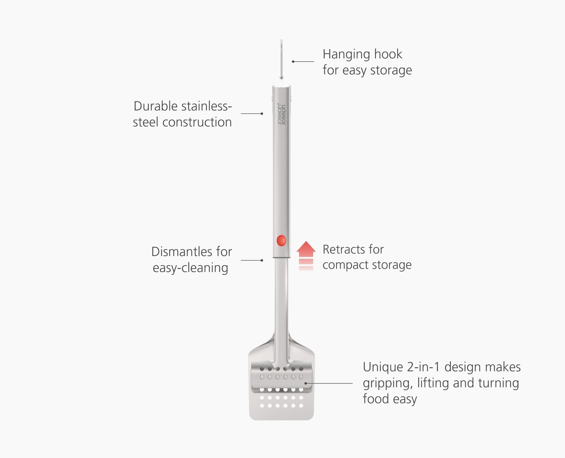 [half-width] GrillOut Stainless-Steel BBQ Turner Tongs with Extending Handle