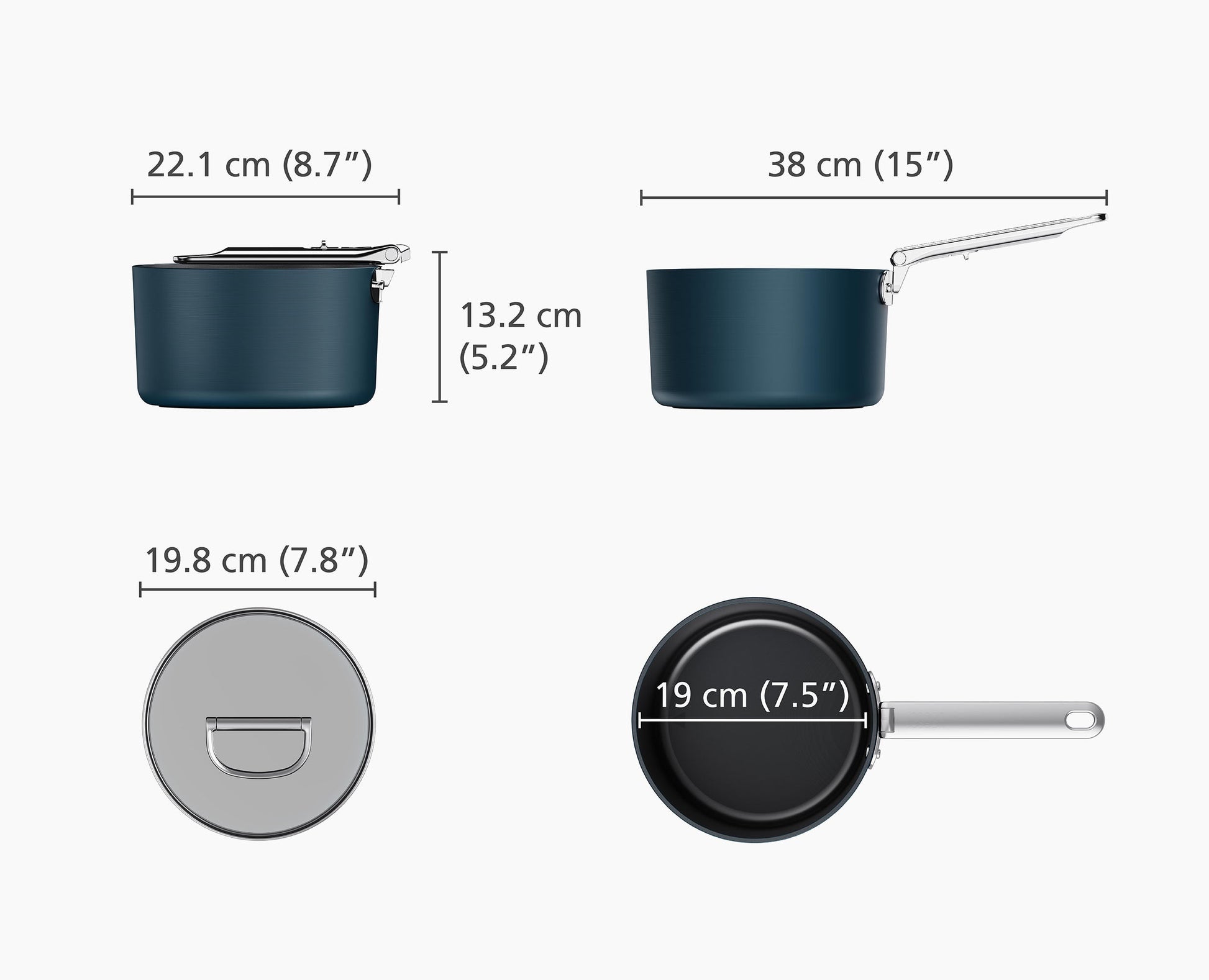 [half-width] Space™ 19cm Non-stick Blue Saucepan & Lid - 45038 - Image 7