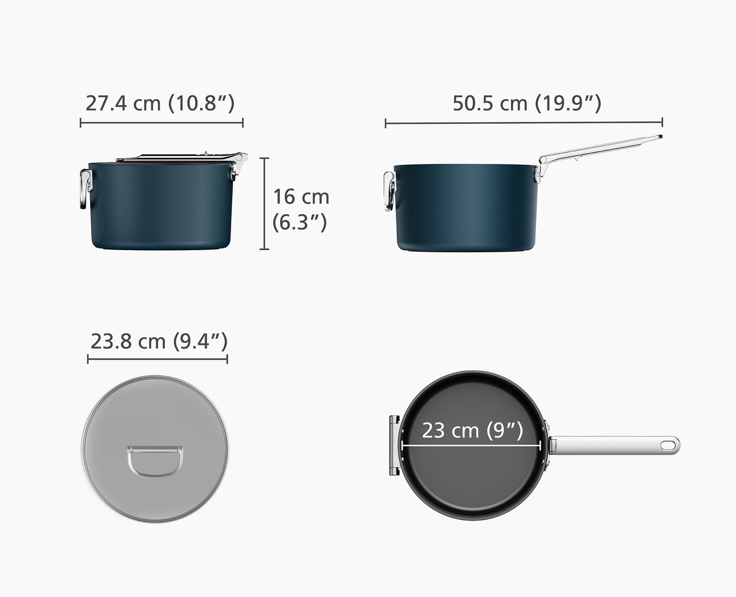 [half-width] Space™ 23cm Non-stick Blue Saucepan & Lid - 45039 - Image 7