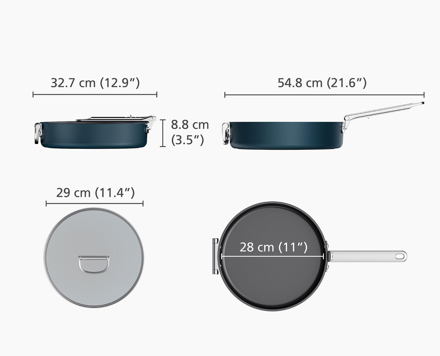 [half-width] Space™ 28cm Non-stick Blue Saute Pan & Lid - 45044 - Image 7
