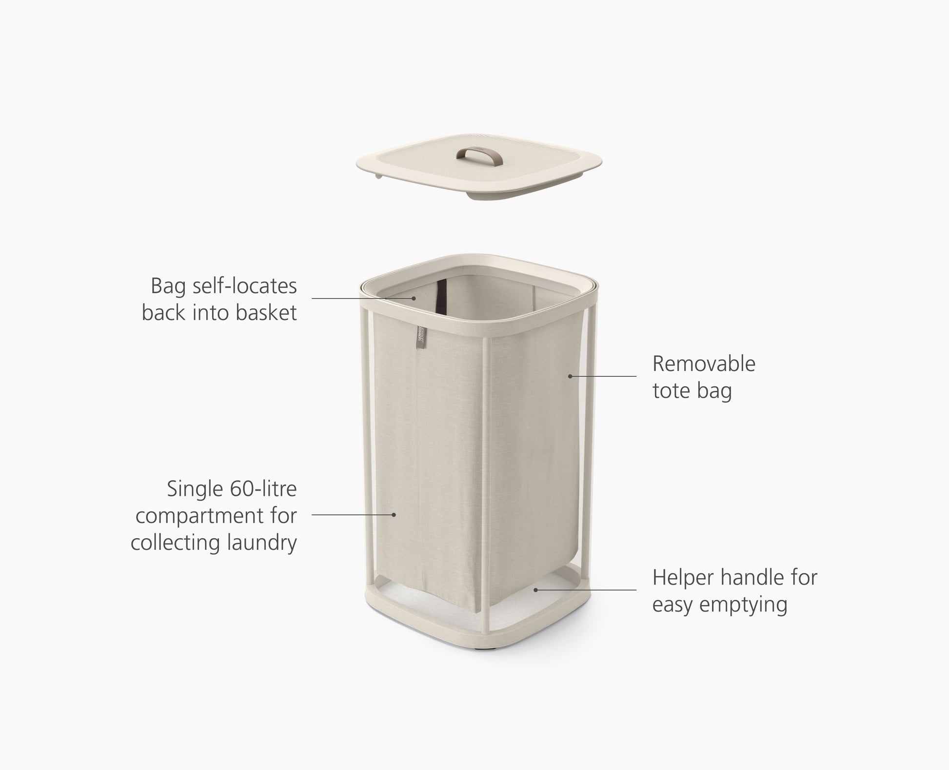 [half-width] Tota One 60L Ecru Laundry Separation Basket