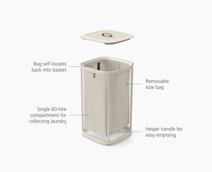 [half-width] Tota One 60L Ecru Laundry Separation Basket