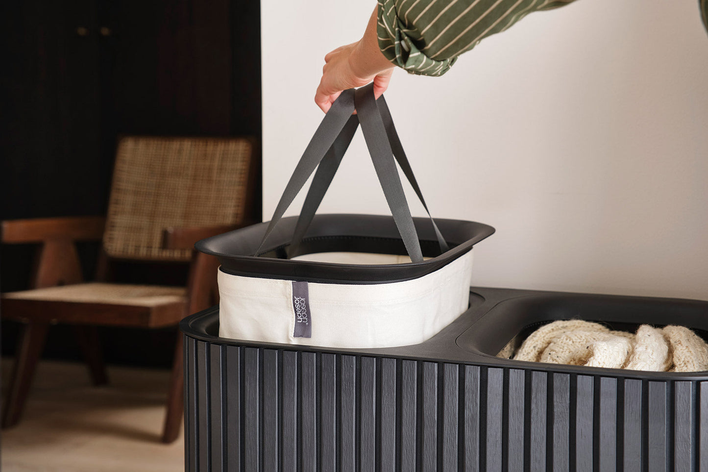 [half-width] Tota Luxe 90L Black Laundry Separation Basket