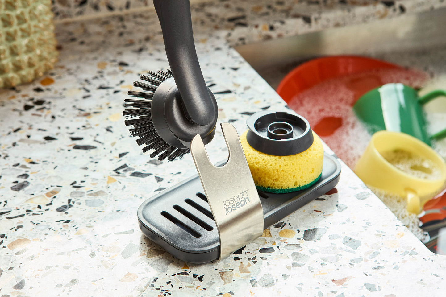 [half-width] SinkTech Washing-Up Brush & Sponge Set with Steel Stand