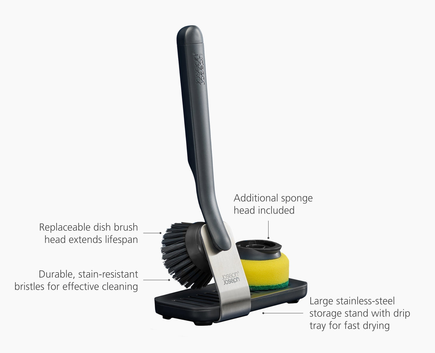 [half-width] SinkTech Washing-Up Brush & Sponge Set with Steel Stand