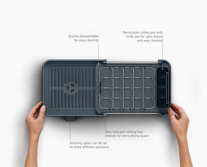 [half-width] Extend™ Slim Steel Expandable Grey Dish Drainer