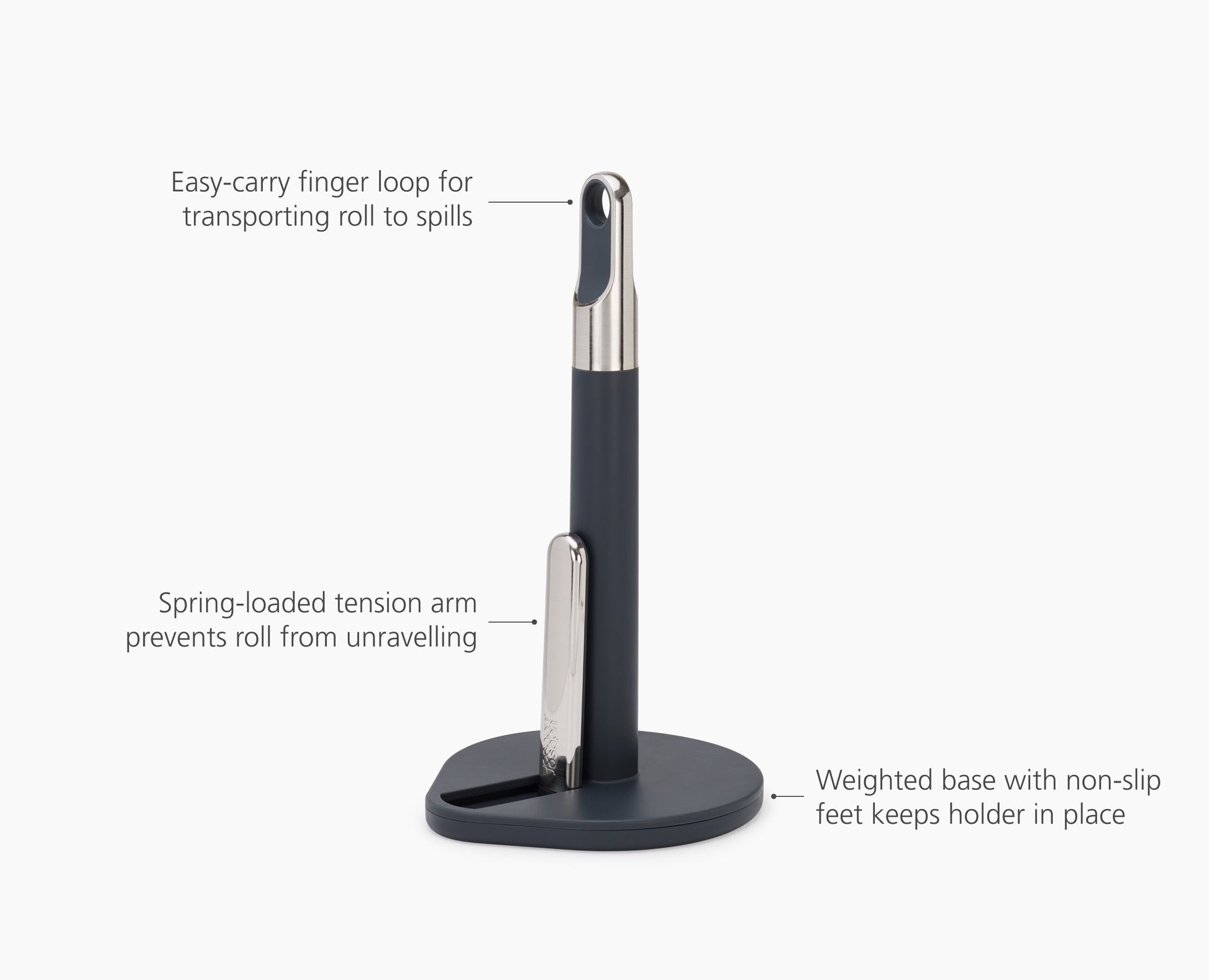 [half-width] Hold Grey Kitchen Roll Holder