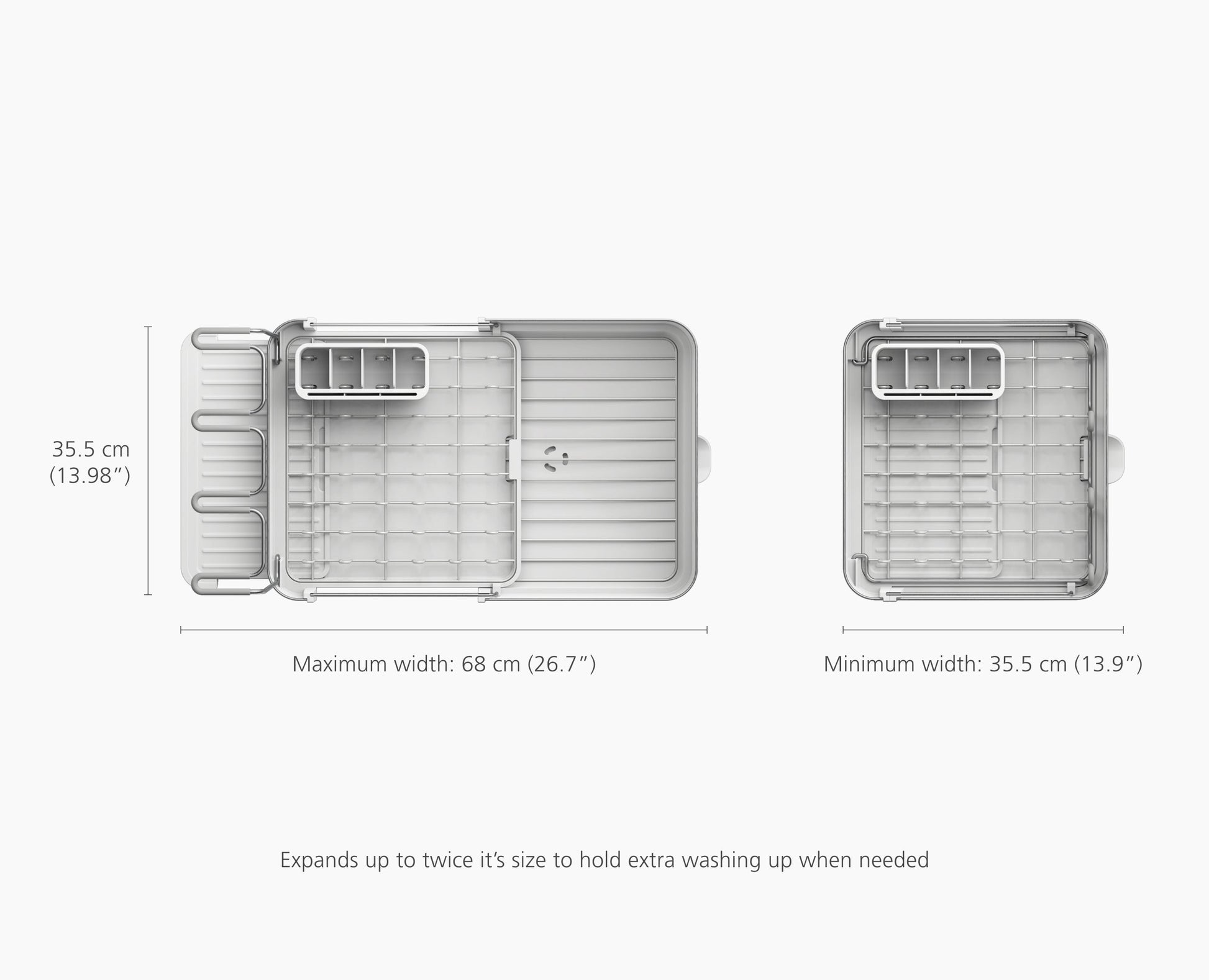 [half-width] Extend™ Steel Plus Expandable Stone Dish Drainer with Wine Glass Rack
