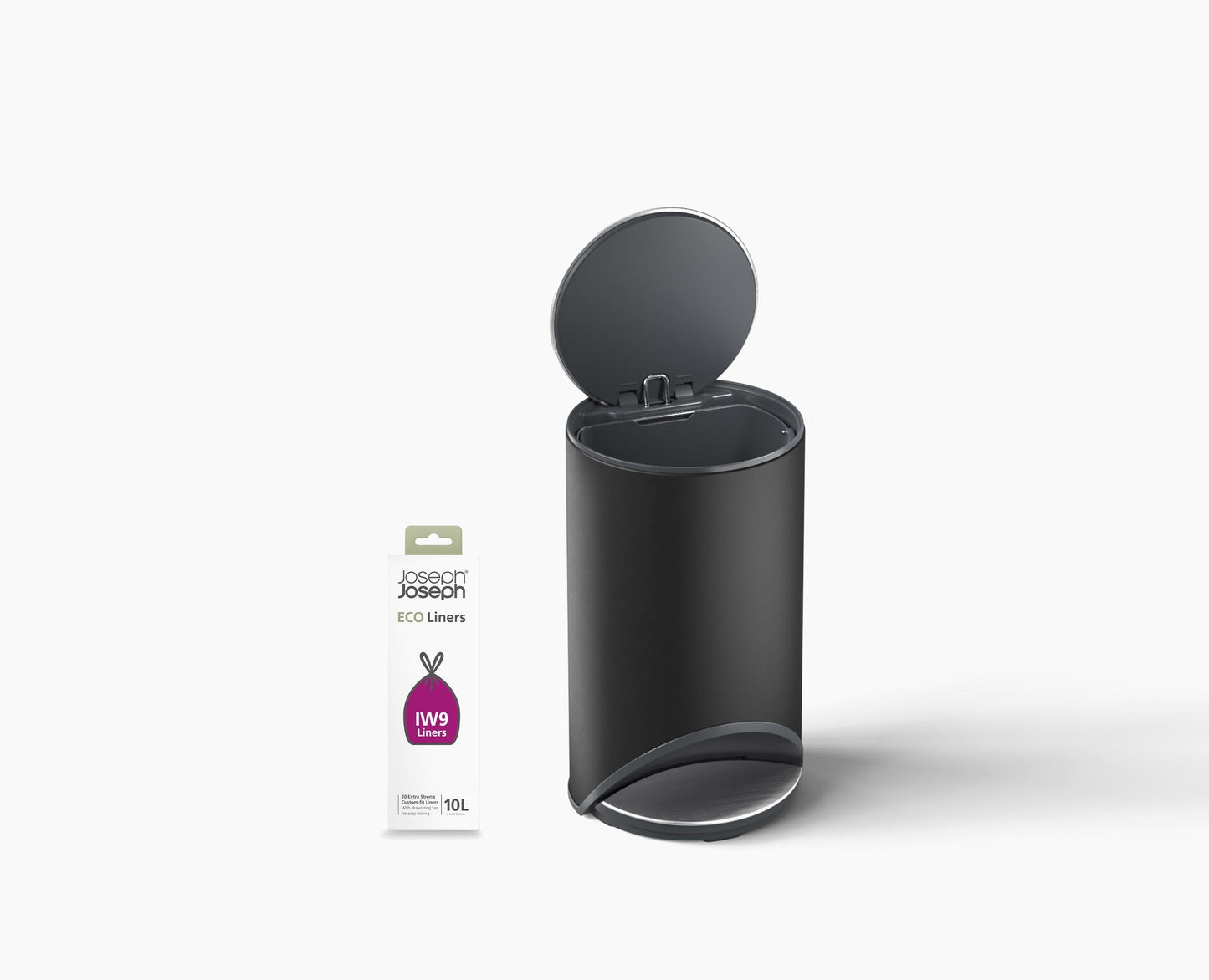 [hidden] Arc™ 10L Easy-push Matt Black Pedal Bin Starter Set