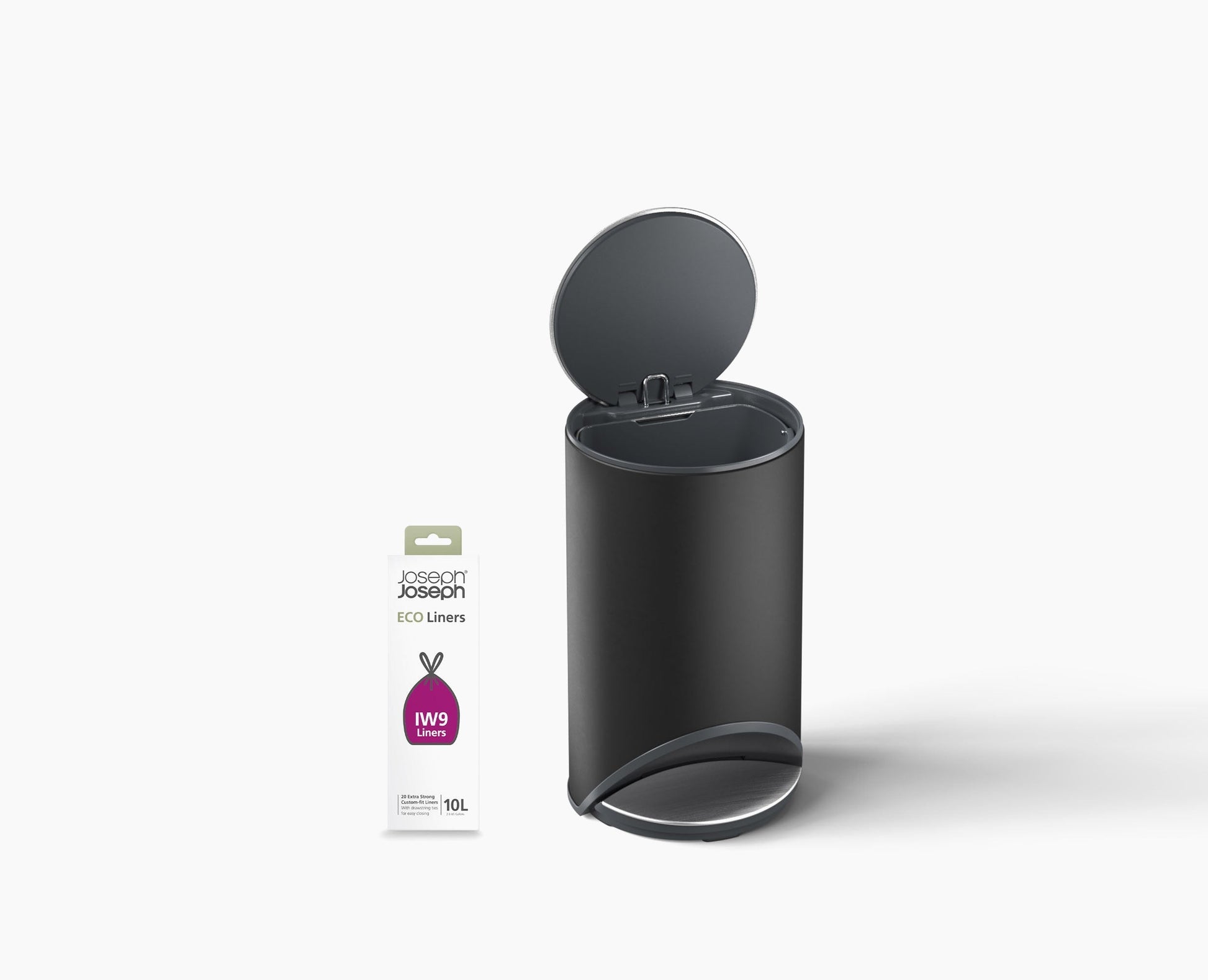 Arc™ 10L Easy-push Matt Black Pedal Trash Can Starter Set