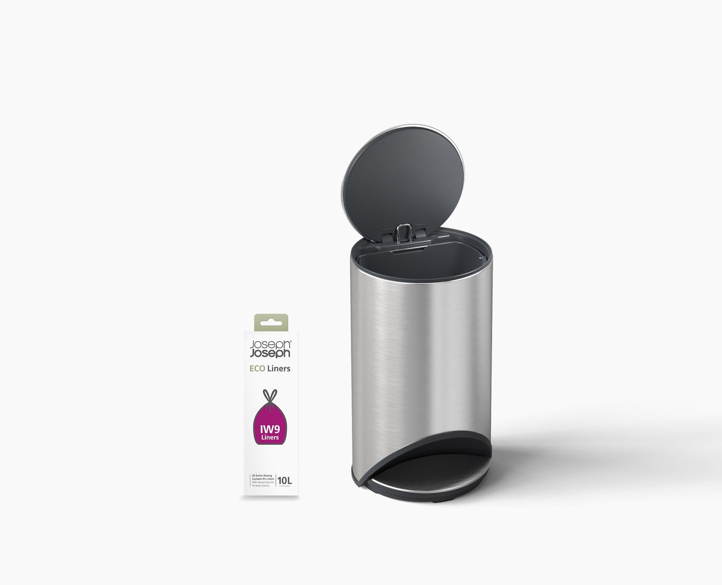 Arc™ 10L Easy-push Stainless-steel Pedal Trash Can Starter Set