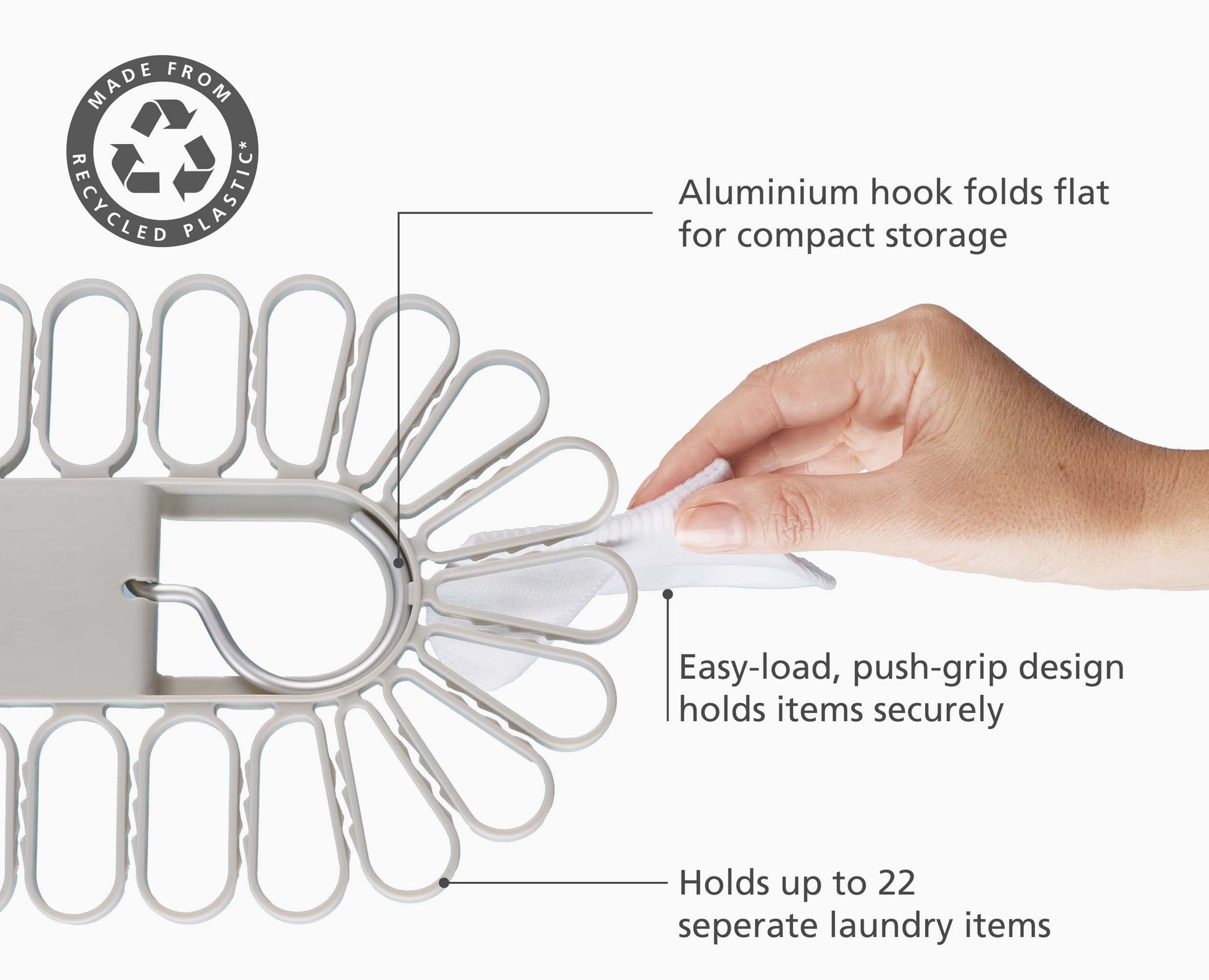 [half-width] Petal™ 22-piece Quick-grip Ecru Drying Hanger - 50051 - Image 4